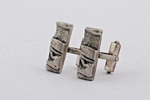 Manschettenknöpfe Steinoptik 18 Gr. 800er Silber 474 - Bild 1 von 4