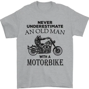 Old Man Motorbike Biker Motorcycle Funny Mens T-Shirt 100% Cotton - Picture 1 of 12