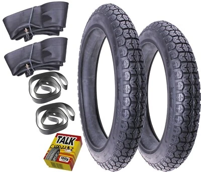 2x Reifen 18 x 2,75 16-3.25 Schlauch MZ ETZ 125 150 250 Hinten 3,25x16 Vorn 18 - Bild 1 von 4