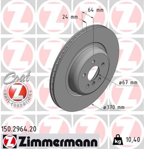 2x ZIMMERMANN Bremsscheibe COAT Z 150.2964.20 für BMW 7er G11 G12 X5 G05 F95 5er