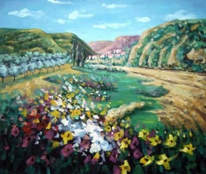 20x24 Poppies Valley Oil Painting Impressionism Landscape - Picture 1 of 1