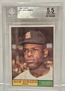 1961 Topps #211 Bob Gibson Graded Beckett 5.5 Excellent+ - Bild 1 von 4