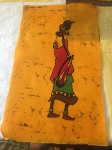 3 X Ethnic Wax Batik Painting On Fabric Black African Art 18”X 10” Variety 2 - Picture 1 of 3