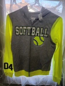 New Justice Glitter Softball Zip Up jacket Size 18 - Picture 1 of 5