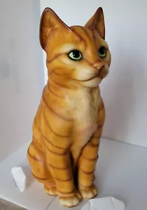 Vintage Pottery 11 1/4” Orange Tabby Cat Figurine Sculpture Numbered at Base - Picture 1 of 10