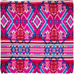 Sciarpa Wyoming Traders Wild Rag stampa azteca rosa/blu 100% seta - 34,5" - Foto 1 di 2