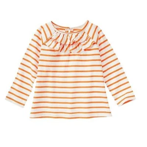 Gymboree Happy Harvest orange gestreiftes Top neu mit Etikett Mädchen 18 24 M weiß Rüschen  - Bild 1 von 1