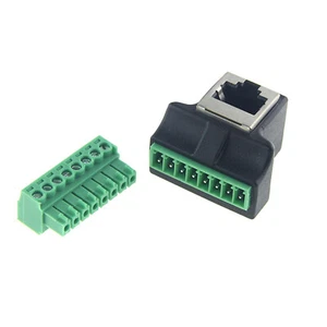 RJ45 Female Vertical to Screw Terminal 8 Pin Adapter Connector Splitter CCTV DVR - Picture 1 of 11