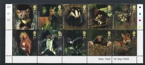 GREAT BRITAIN 2004 WOODLAND ANIMALS UNMOUNTED MINT BLOCK OF 10 WITH SALE DATE - Picture 1 of 1