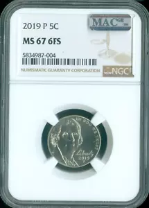 2019 P Jefferson Nickel NGC MS67 FS qualità MAC - Foto 1 di 2
