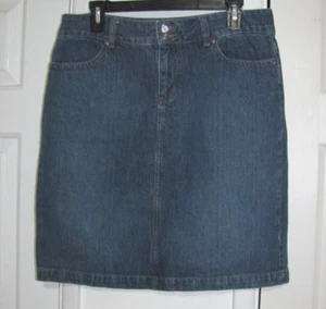 VTG Liz & Co. Jeans straight Knee Skirt Front-Zip Blue 100%-Cotton women's 10 - Picture 1 of 8