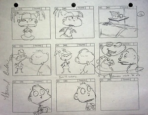 Rugrats 1991 Producción Howard E. Baker FIRMADO Dibujado a Mano Storyboard Página - Imagen 1 de 4