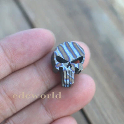 Flame TC4 Titanium Punisher Skull Parachute Cord Lanyard Bead Pendant DZ-01F EDC - Image 1 of 4