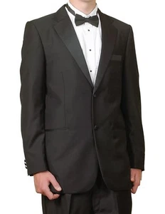 Men's Complete Two Button Five Piece Black Tuxedo Suit - Picture 1 of 2