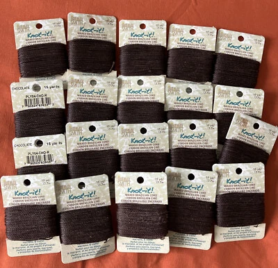 Set if 20 Cordón Brasileño Encerado Nudo Chocolate Nuevo, 1mm Diámetro 15 yd 13,7 m Foto 1 de 4