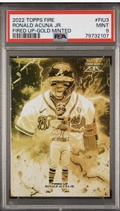2022 Topps Fire Gold Minted Fired Up RONALD ACUNA JR #FIU-3 Atlanta Braves PSA 9