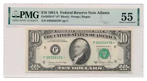 UNITED STATES banknote $10 Atlanta 1981 A PMG AU 55 About Uncirculated - Picture 1 of 7