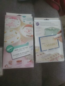 Wilton Cake Make A Message Letterpress Set (New) & Decorating Practice Kit Lot - Picture 1 of 7