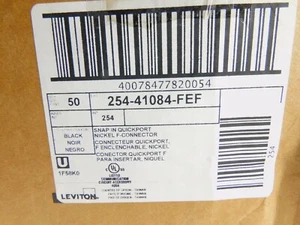 41084-FEF Leviton QuickPort Adattatore coassiale tipo F nichel - Nero - 50 CONTI - Foto 1 di 6