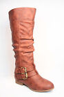 Women's Fashion Low Flat Heel Mid-Calf  Knee High Riding Boot Shoes Size 5 -11