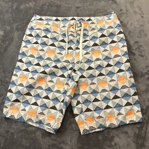 Tommy Bahama Swim Trunks Mens 32 Blue Gray Geometric Swimwear Board Shorts - Picture 1 of 10