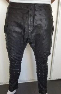 Gr: L 🔥 Tuesday Night Band Practice Herren Echt Cut Out Leder Jogginghose - Bild 1 von 8