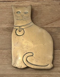 Brass Cat Trivet By Knobler Vintage - 8” X 5” - Bild 1 von 4