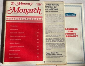 1976 Mercury Monarch Ford Owner’s Manual Maintenance - Picture 1 of 3