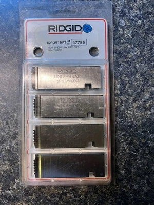 RIDGID 47785 1/2" to 3/4" - 14 NPT Pipe Dies, High-Speed for SS RH New In Box - Image 1 of 4