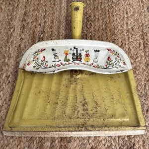 Sartén antipolvo de metal vintage JV REED M. Taber diseño popular holandés Amish cocina amarilla - Imagen 1 de 10