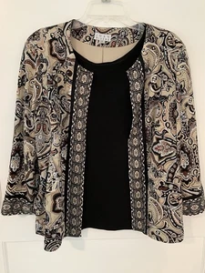 Joan Rivers Size M Vtg One Hook Lined Jacket Multicolor Brown Designs W/ Tank - Picture 1 of 7