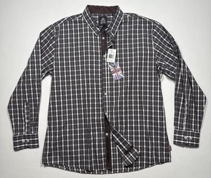 Camisa a Cuadros English Laundry EL Sport Bordada XXL Botón Marrón Nueva con Etiquetas - Imagen 1 de 13