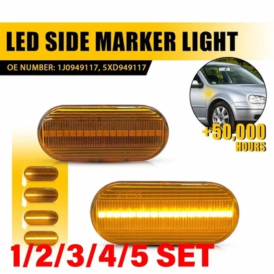 Front Fender Side Marker Blinker Light For 1999-04 VW MK4 Golf/Jetta/Bora 1-5SET - Image 1 of 4