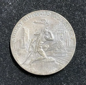 1832-1932 Buffalo Centenario Sicuramente Buffalo Avanza 2-1/4 Pollici Medaglione Bronzo - Foto 1 di 2
