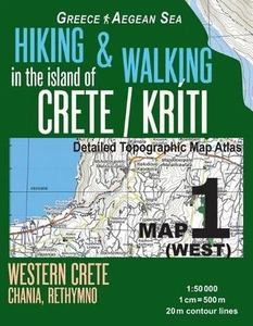 Wandern & Wandern auf der Insel Kreta/Kriti Karte 1 (West) detaillierte topographische - Bild 1 von 1