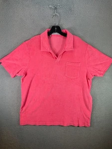 Polo Criquet Terry in tessuto uomo extra large rosa manica corta bottoni barca vacanze - Foto 1 di 10