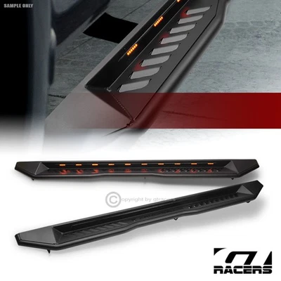 For 2018-2023 Jeep Wrangler 4 Door JL 8" Matte Blk Sequential LED Running Boards - Image 1 of 4