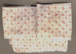 Lovely Floral Roses Shabbychic King Sheet Set 4 Pc Country Cottagecore Pink/Whit - Picture 1 of 5