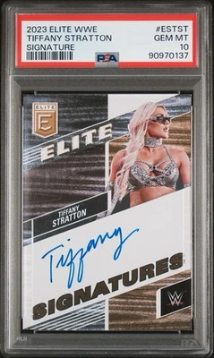 2023 Panini Donruss Elite WWE Tiffany Stratton On-Card Auto Autograph PSA 10 - Image 1 of 3