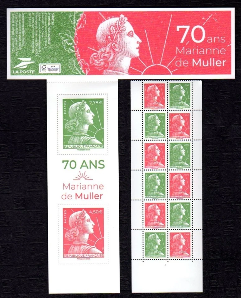 france 2025 70 years marianne MULLER 1955 Spring Philatelic  12v + 2v mnh BKLET - Image 1 of 1