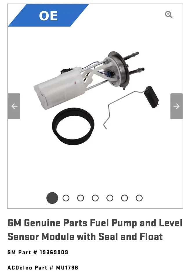 Bomba de combustible eléctrica genuina GM 19369909 Foto 1 de 1