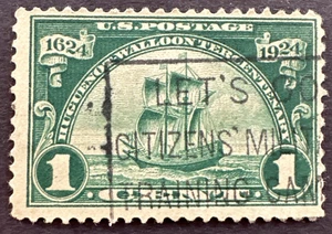 US 1924 Sc# 614 Used Stamp Military Training Cancel Huguenot Walloon Nieu Ship - Picture 1 of 1