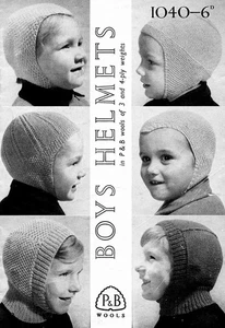 Child Helmet Hat Bonnet Balaclava 2.5 to 7.5 years Patons 1040 Pattern PRINT - Picture 1 of 10