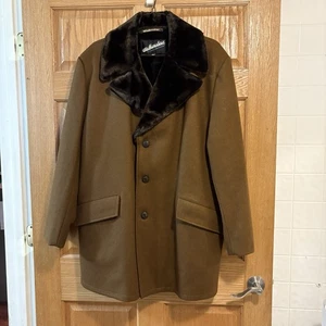 Vintage Retro Van Heusen Winter Topcoat Mantel Wolle mit Kunstfellfutter Herren 48 "  - Bild 1 von 7