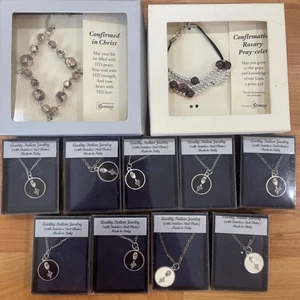 Junk Drawer Jewelry Lot, Religious Necklaces and Bracelets Catholic - Picture 1 of 13