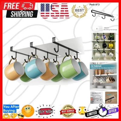 Portavasos para Armario, Estante con Clip y Se Adapta a Estantes de hasta 3/4", 3 Piezas Taza O... Foto 1 de 4
