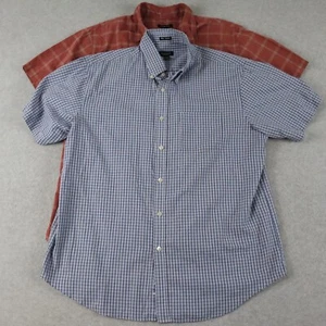 Van Heusen Shirt Mens Large 16-16.5 Pocket Button Up Plaid Short Sleeve Lot of 2 - Picture 1 of 10