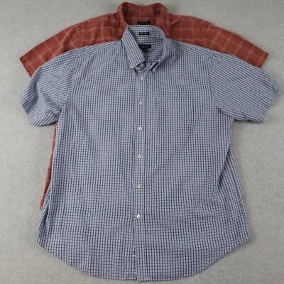 Van Heusen Shirt Mens Large 16-16.5 Pocket Button Up Plaid Short Sleeve Lot of 2 - Image 1 of 4