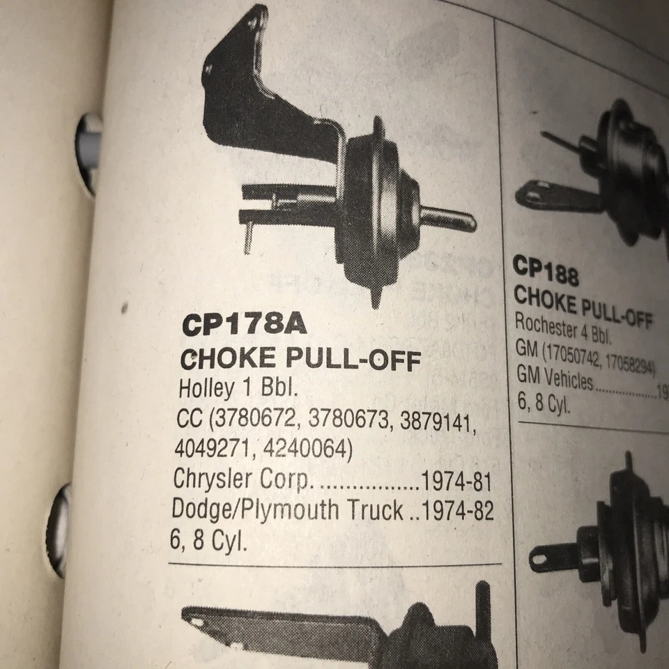 Choke Pull Off Kemparts CP178A se adapta a Chrysler Prod. 74-82 Holley Standard CPA135 Foto 1 de 1