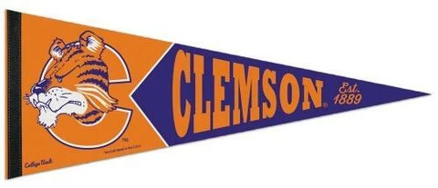 CLEMSON TIGERS Retro-1980s-Style NCAA Premium Felt Collectors PENNANT Cover